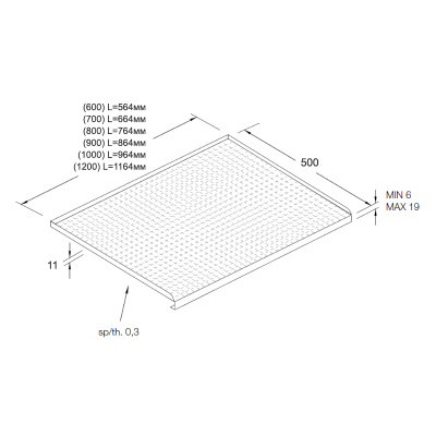 Поддон L= 1200 гофрированный Light (Scilm), глубина 500