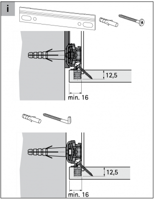 Підвіс для шафи SAH 215, 90 кг на пару, лівий+правий (79716) Hettich