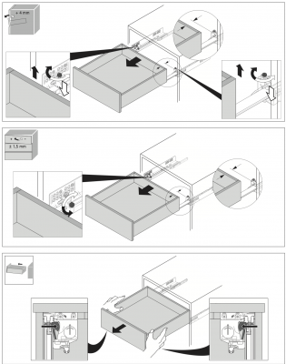 Направляючі Quadro V6 5D з механізмом Push to open, L-450 мм, з фіксаторами (21686) Hettich (21686)