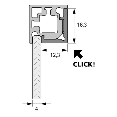 Декоративна заглушка для кутового профілю Cadro для скла, 1-стороння, 3000 мм, чорний матовий (9303916) Hettich