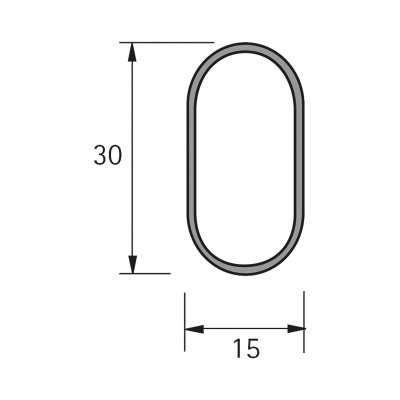 Гардеробна штанга овальна, 30х15, L3000, нікельована матова (9000598)