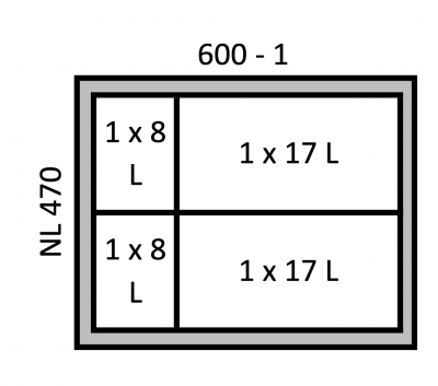 Сортер InnoTech Pull/QuadroV6, секция 600 мм, 50 л, Н=395 мм L=470 мм (18094)