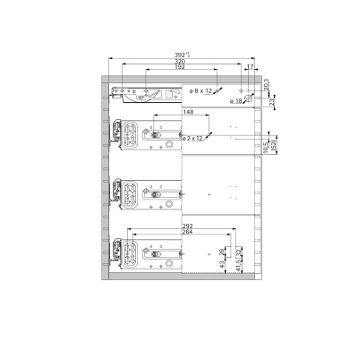 Комплект робочої станції Systema Top 2000 з напрямними Silent System повного висування, монтажна глибина мін 530 mm, чорний (41062) Hettich