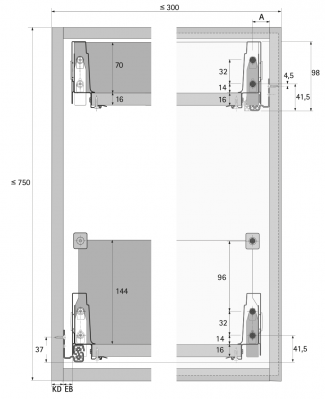 Карго Atira п/в Антрацит L470 B 70/144, с доводчиком (17456)