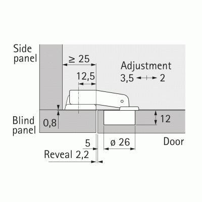 Петля PERFEKT 5224  W90 TH42 с отв. планк. (69609)