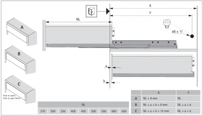Комплект профіля для AvanTech YOU, з LED освітленням, NL ≤ 400 мм, під нержавіючу сталь (9326876)