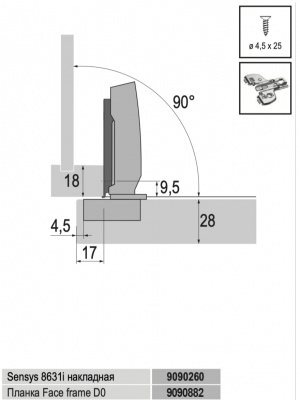 Монтажная планка лицевого фасада, дистанция 0.0 мм (9090882)