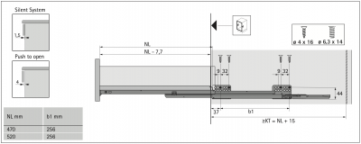 Quadro Compact для Atira, п/в L=470 мм, Silent System, EB=12,5мм,  левая и правая (9314621 / SET)