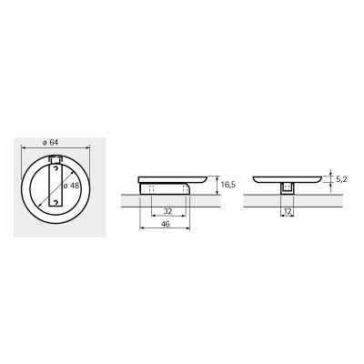 Ручка Campli, ø 64 мм 32 мм, H16,5 мм, золото брошована / матовий чорний (9348210) Hettich