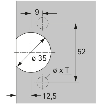 Чашка петли Selekta, TX 32, 52 x 9 мм, под винт, черная (9072543) Hettich